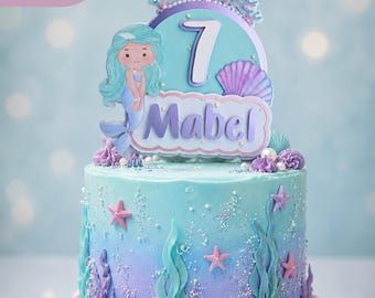 Personalised 3D Mermaid Magical Themed Birthday Cake Topper