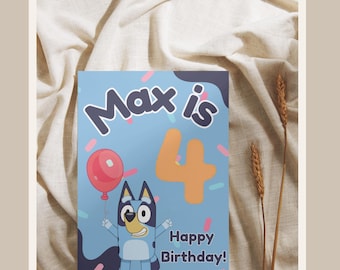 Personalised Bluey Birthday Card With Blank White Envelope - 143mm x 203mm - Glossy Finish