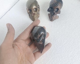 Brass Skull Head Handle Set for Walking Stick Canes