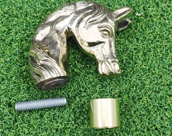 Brass Horse Head Solid Handle Victorian Style Walking Stick for Wooden Cane