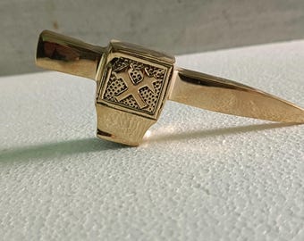 Vintage Brass Axe Head Handle Wooden Walking Stick – Handmade Designer Cane
