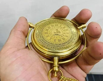 Brújula de latón estilo antiguo: calendario perpetuo, regalo náutico