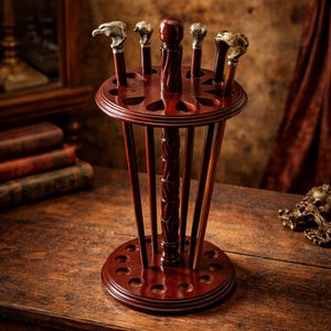 Suporte para bengalas em estilo antigo | Organizador de madeira com 12 furos, decoração vitoriana imagem 1