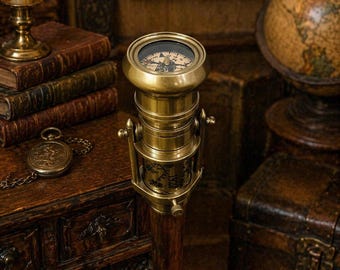 Bastón victoriano artesanal con telescopio, de latón y palisandro, 94 cm (37 pulgadas).