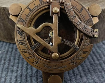 Messing Sonnenuhr Kompass - Vintage Nautisches Instrument, Maritimes Geschenk