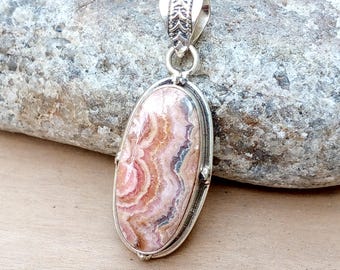 Solid 925 Sterling Silver Pendant, Rhodochrosite Pendent, Gemstone Gift Pendant, Dainty Pendant, Birthday Gift, Lovely Pendent, Gift for Her