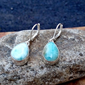 Handgemachte Böhmische Larimar Karneol Mondstein Designer Edelstein Ohrring 925