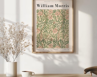Stampa floreale Sweet Briar di William Morris, stampa per mostre d'arte, poster vintage da parete, decorazioni per la casa con animali botanici, arte tessile