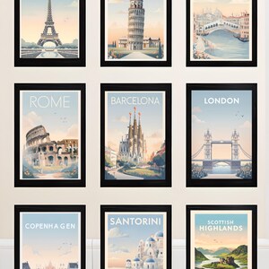 Europe Travel Postcard Prints, Travel Wall Art, Souvenir Home Decor Posters