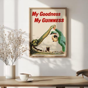 Vintage Guinness-print, retro barposter, alcoholadvertentie, klassieke cocktailprint, keuken Ierse pub, bierdecor, drankjes kunst aan de muur
