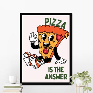 Poster da parete con pizza club, poster di cartoni animati con fette di pizza, decorazioni per la cucina, pizza party