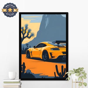 Poster di auto sportiva, Porsche GT3 RS, decorazione murale di auto sportiva, regalo per lui, arredamento per la casa, decorazione da parete, poster di auto iconiche, regalo per amanti delle auto, regalo per appassionati di auto
