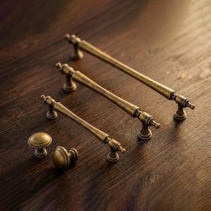 French Vintage Cabinet Pulls/Modern European Antique Brass Drawer Handles/Retro Wardrobe Dresser knobs