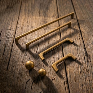 Antique Brass Dresser Drawer pull handle/Vintage Retro Cabinet Handles/Brushed gold Cupboard knobs