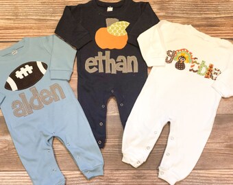baby boy thanksgiving romper