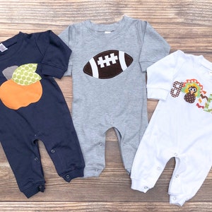 Fall Pumpkin Thanksgiving Holiday Baby Boy Romper/Personalized Romper/Baby Shower Gift/Baby Toddler Romper