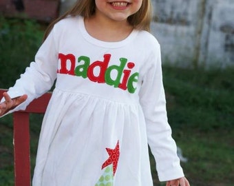 Girls Christmas Dress, Toddler Christmas Dress, Personalized Christmas Dress