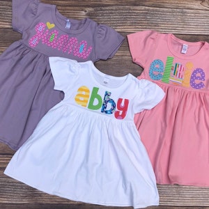 Toddler Dress Personalized with Name You Choose Dress Color and Sleeve Length image 7
