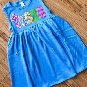 Toddler Dress Personalized with Name You Choose Dress Color and Sleeve Length image 1