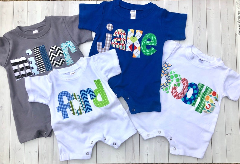 Baby Boy Romper/Personalized Romper/Baby Shower Gift/Baby Toddler Romper Sunsuit with Name image 1