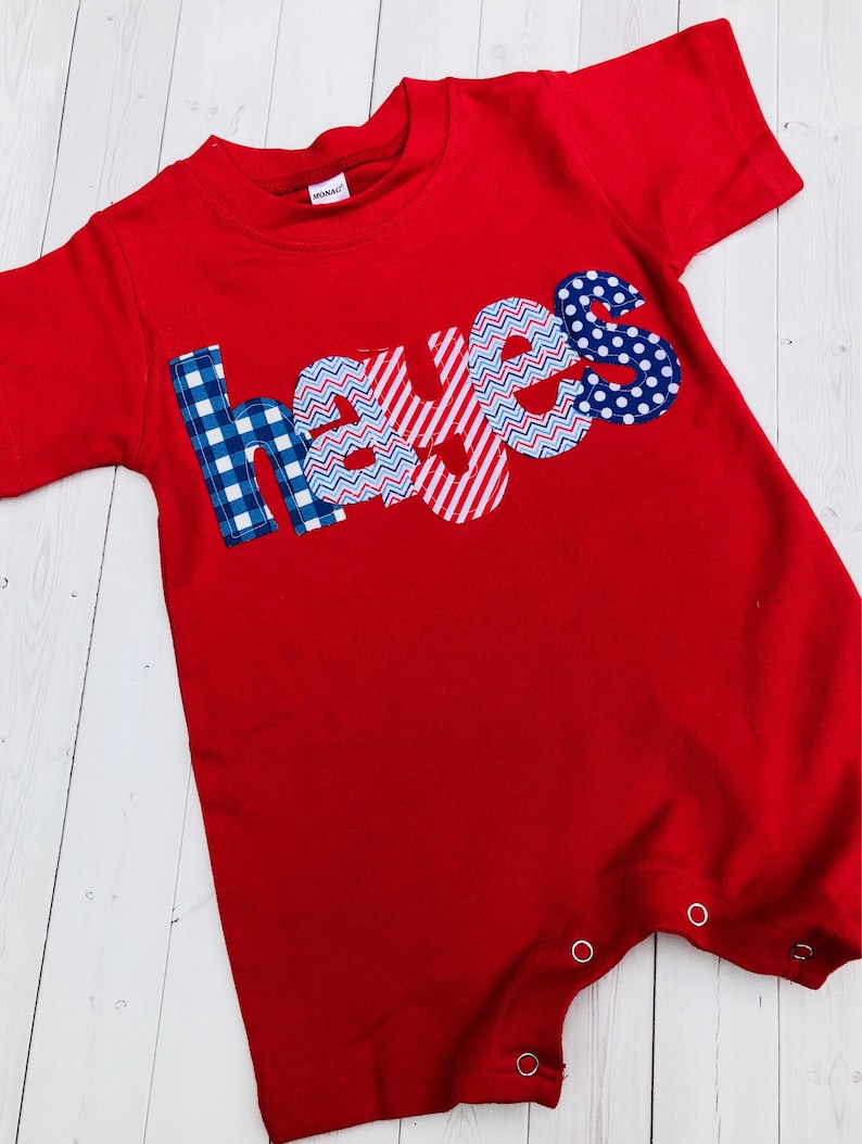 July 4th Outfit/Fourth of July/ 4th of July Personalized Romper/Baby Romper/Summer Baby Boy/Baby Shower Gift image 4