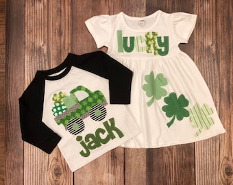 St. Patrick's Day Sibling Set, St. Patricks Day Shirt and Dress Set, St. Patrick's Day Dress and Shirt, Matching Outfits