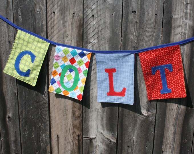 Personalized Fabric Name Banner Garland Party or Room Etsy