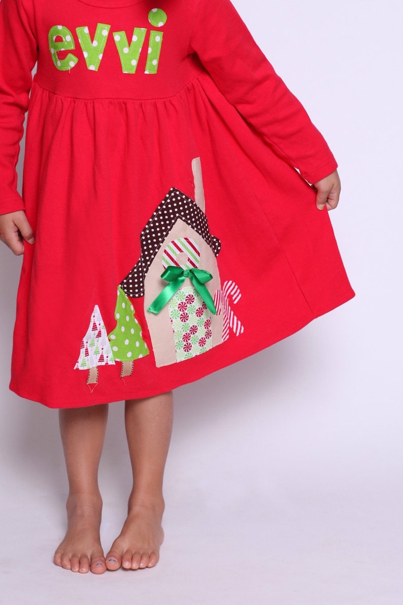 Gingerbread House Tunic Dress boutique girls long sleeve turquoise blue pink red
