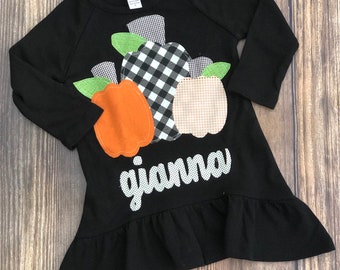 Pumpkin Tunic, Fall Shirt for Girls- Pumpkin Ruffle Tunic Shirt