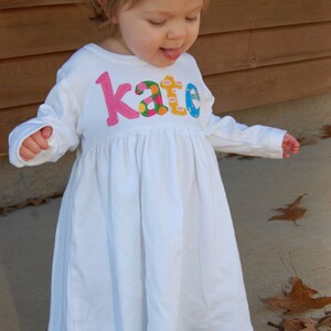 Toddler Dress Personalized with Name You Choose Dress Color and Sleeve Length image 2