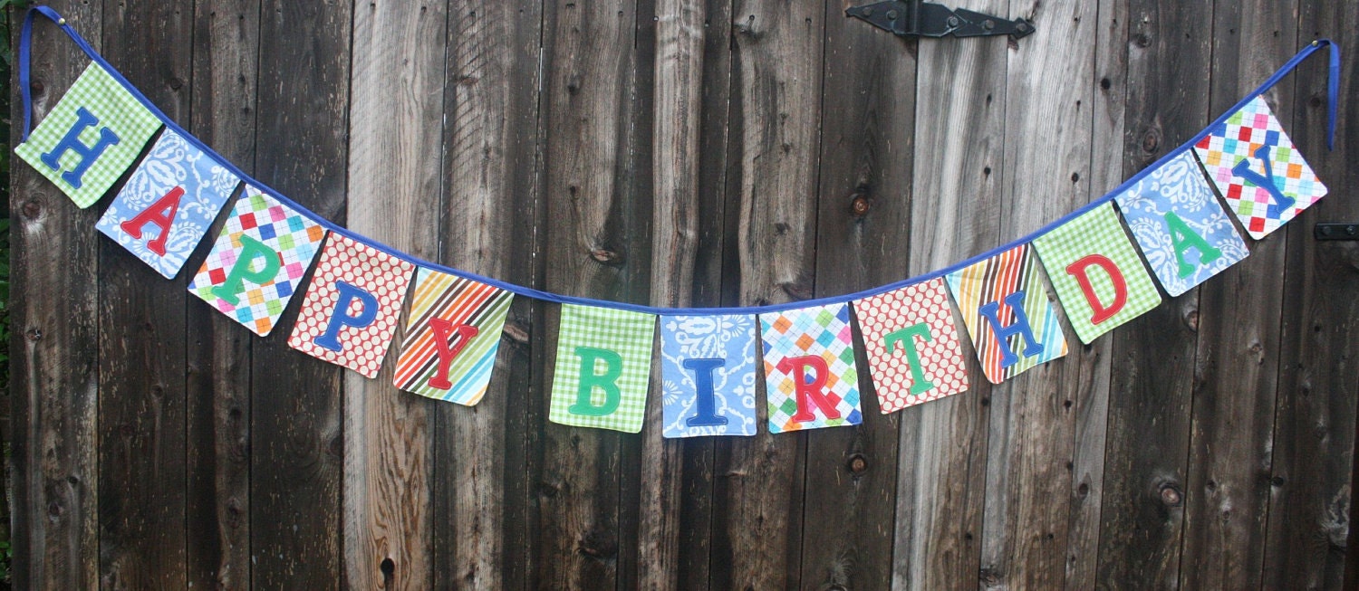 Fabric Happy Birthday Banner/Bunting/Garland Etsy