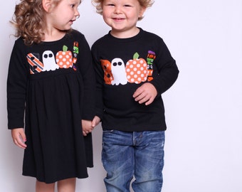 Boo! Shirt and Boo Dress- Halloween Sibling Set- Halloween Brother Sister Matching Outfits