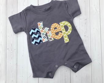 Baby Romper/Personalized Romper/Baby Toddler Romper with Name/Baby Boy Summer Outfit