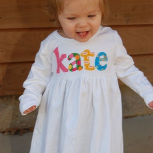 Toddler Dress Personalized with Name You Choose Dress Color and Sleeve Length image 4