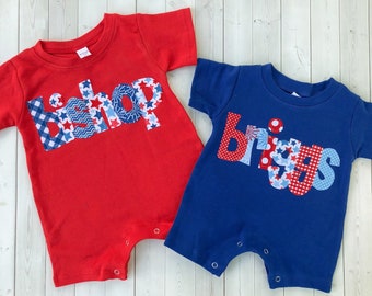 July 4th Outfit/Fourth of July/ 4th of July Personalized Romper/Baby Romper/Summer Baby Boy/Baby Shower Gift