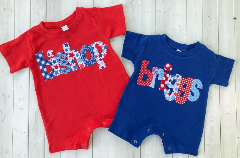 July 4th Outfit/Fourth of July/ 4th of July Personalized Romper/Baby Romper/Summer Baby Boy/Baby Shower Gift image 1