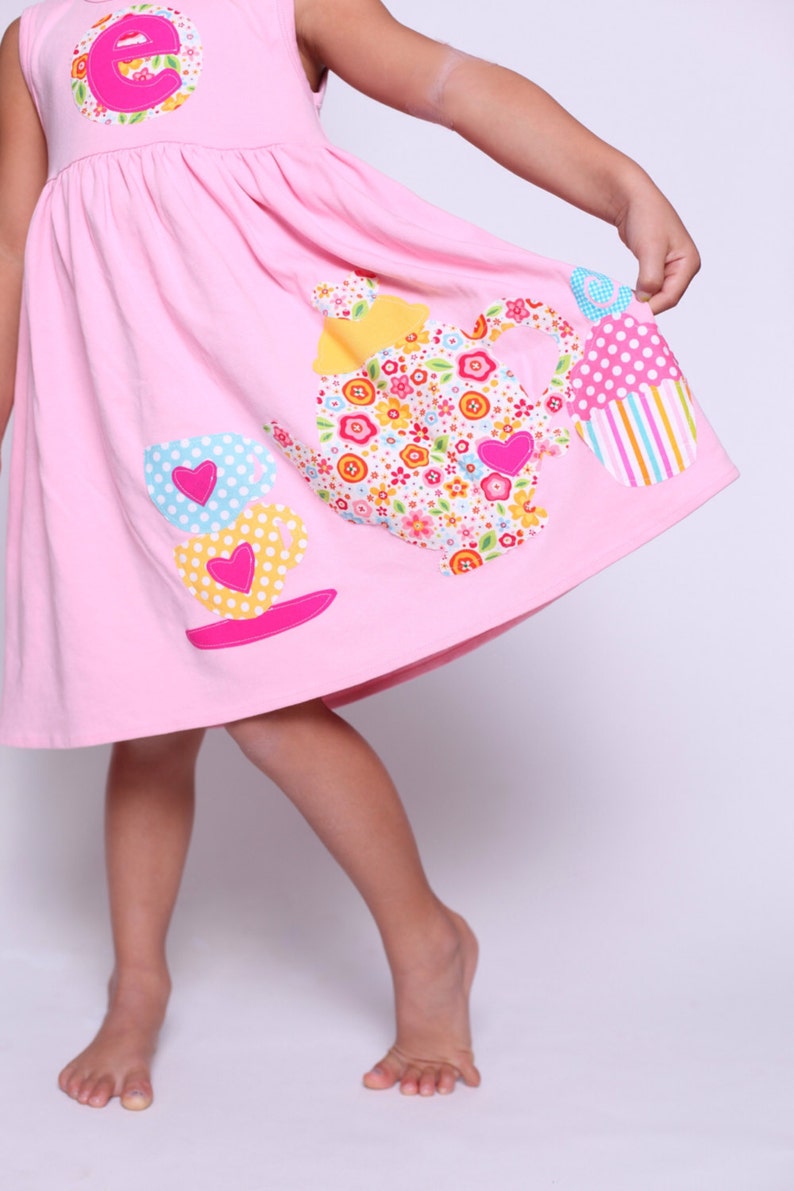 Tea Party Tea Cup Party Dress Tea Cup Applique Personalized Etsy