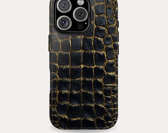 Luxury Crocodile Texture Phone Case, Exotic Animal Print Accessory