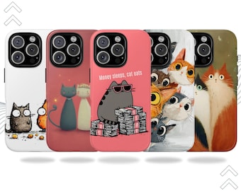 Cute Cat Designs Phone Case, Playful Kitty Art, iPhone, Samsung, Pixel
