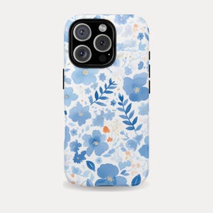 Blue Floral Oil Painting Phone Case for iPhone 16, 15, 14, 13, 12, 11,XS Pro Max Plus | Samsung S25,S24,S23,S22,S21,S20,S10|Pixel 9,8,7