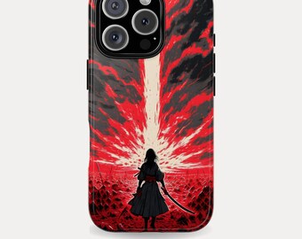 Anime Manga Warrior Princess Phone Case, Dynamic Sword Girl Art (iPhone, Samsung, Pixel)