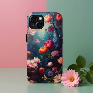 Romantic Floral Phone Case,Vintage Phone Case for iPhone 16, 15, 14, 13, 12, 11, XS, X, XR, SE, 7, 8 Pro Max Plus | Samsung S24,S23, S22,S21