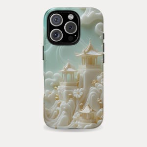 Asian White Jade Carving Phone Case for iPhone 16, 15, 14, 13, 12, 11,XS Pro Max Plus | Samsung S25,S24,S23,S22,S21,S20,S10|Pixel 9,8,7