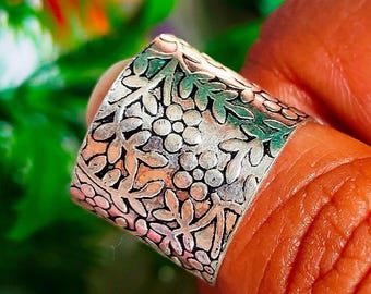 Blumen Bandring aus 925er Silber: Boho Daumenring