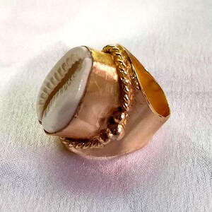 18k Vergoldete Sterling Silber Kauri Muschel Ring - Boho Handmade