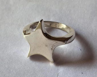 Anillo de estrella gruesa: plata de ley 925, estilo bohemio unisex