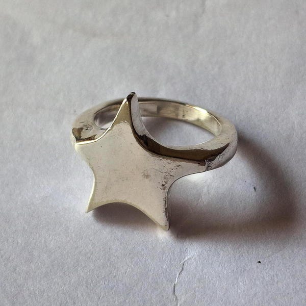 Anello a stella massiccia: argento sterling 925, fascia unisex boho