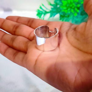 Sterling Silver Wide Band Ring: Boho Floral Thumb Ring