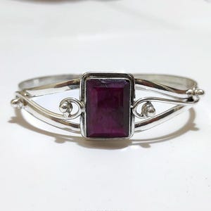 Handgemachte Rubin Sterling Silber Manschette Armreif, Boho Schmuck