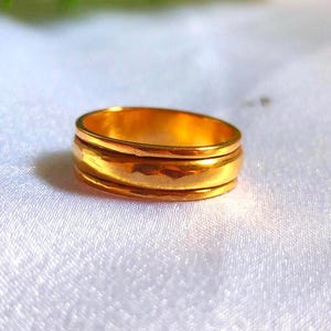 18k Gold Plated Spinner Ring: Handmade Brass Fidget Band, Unisex Boho Style